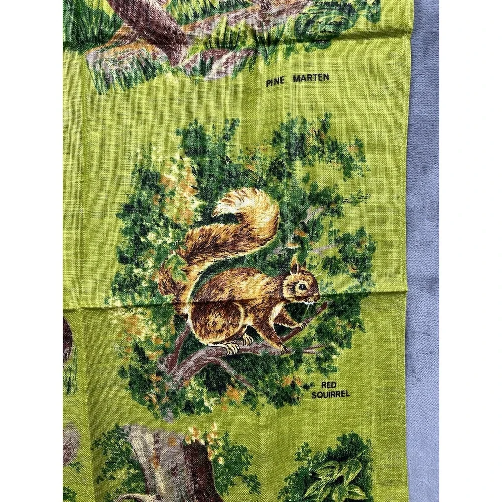 Vintage Ulster Weavers Irish Tea Towel All Linen Wildlife Scene Mint Condition